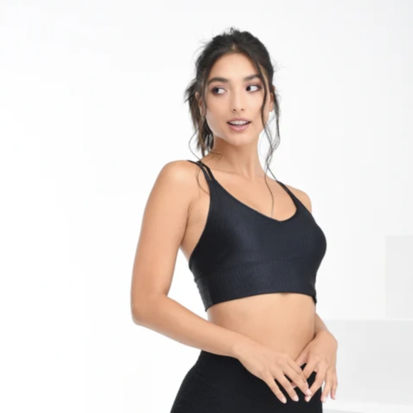 Booty By Brabants Smooth Black Unlined Bra Top with Criss Cross Strap One Size - Picture 5 of 10